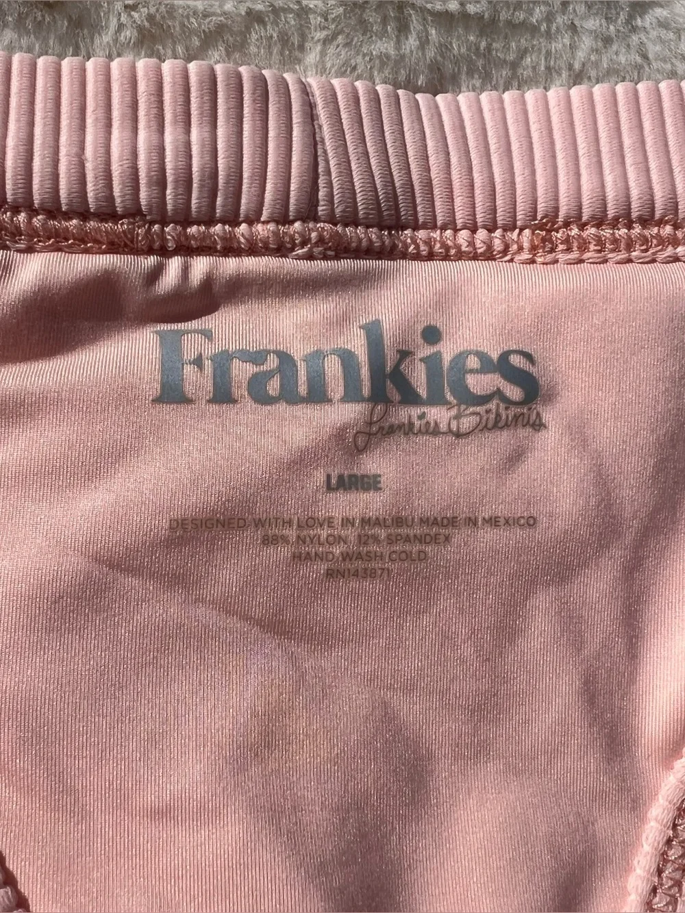 Frankie's Bikinis Cole Light Pink Ribbed Bikini Bottom